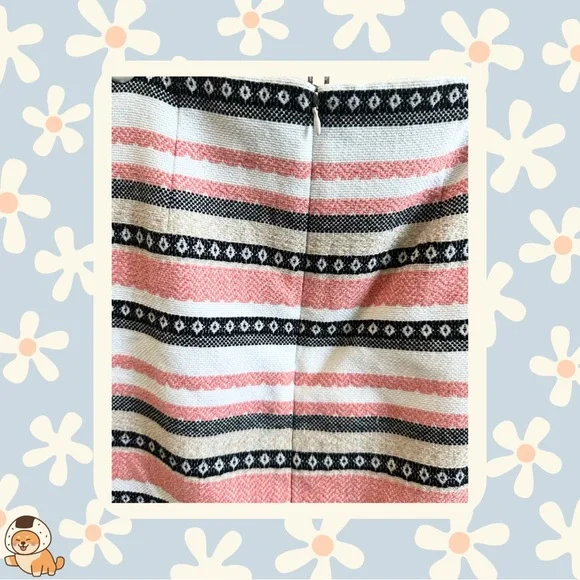 LOFT Outlet Geometric Striped Embroidered/Textured Mini Skirt, Sz 4 - Picture 6 of 8